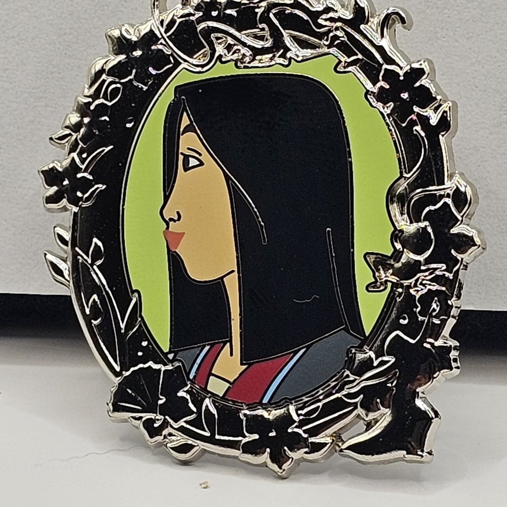Disney Black and Silver Floral Brooch